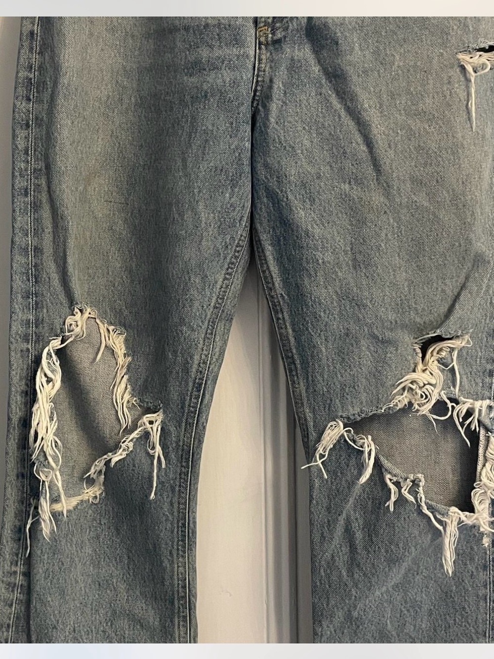 Agolde High Rise Distressed Light Wash Blue Jeans